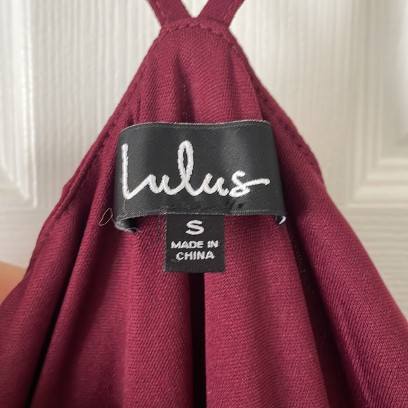 Lulu’s Burgundy Wrap Bridesmaids Dress - Picture 3 of 5